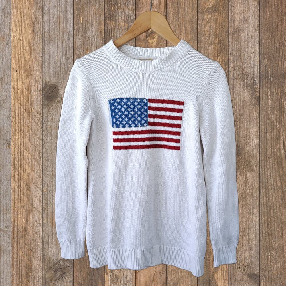 STS Sail to Sable Flag Intarsia Sweater XS White Preppy Americana - Picture 7 of 8